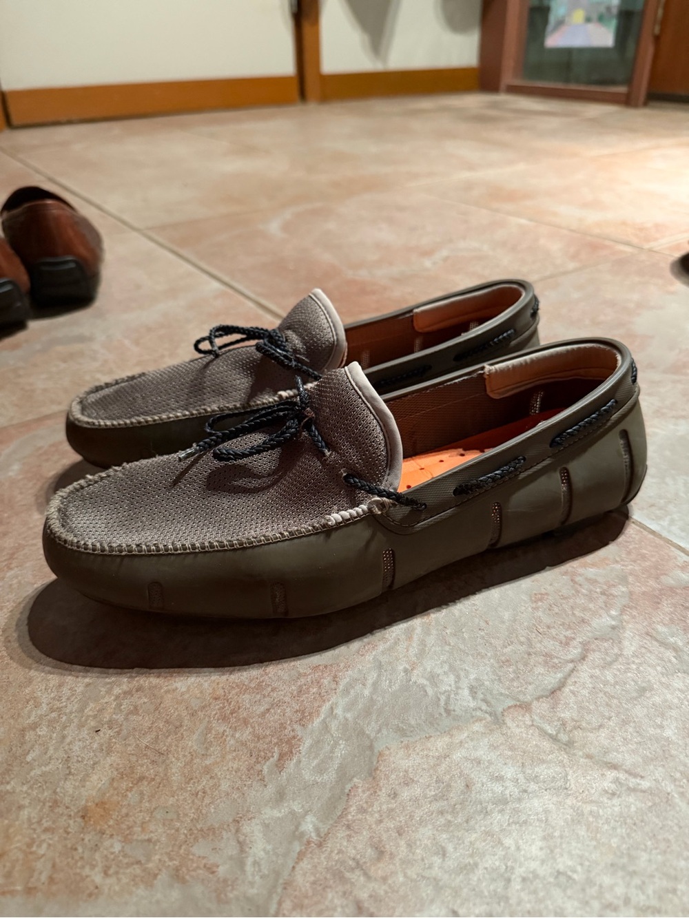 Swims Olive Green & Gray Mesh Slip-On Driving Loafers